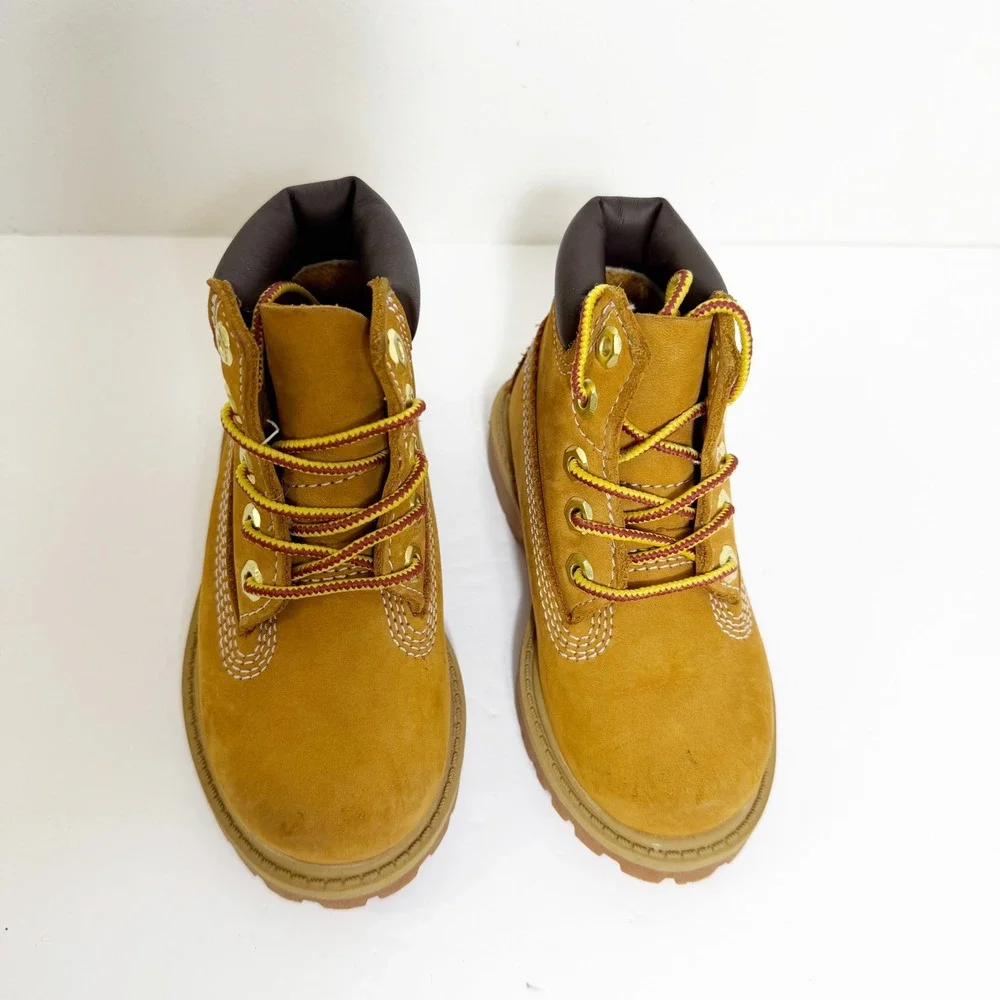 Timberland 6-Inch Premium Boots Unisex Kids Toddler 6 Wheat Nubuck Leather Lug